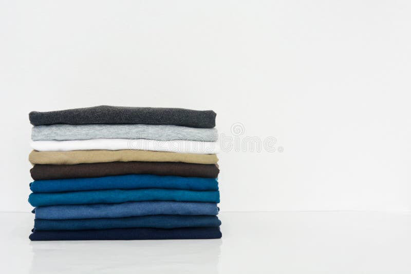 Stack of Folded Tshirt on White Background Stock Image Image of