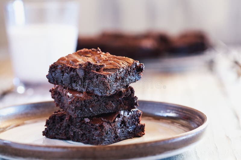 Stack of Three Delicious Brownies