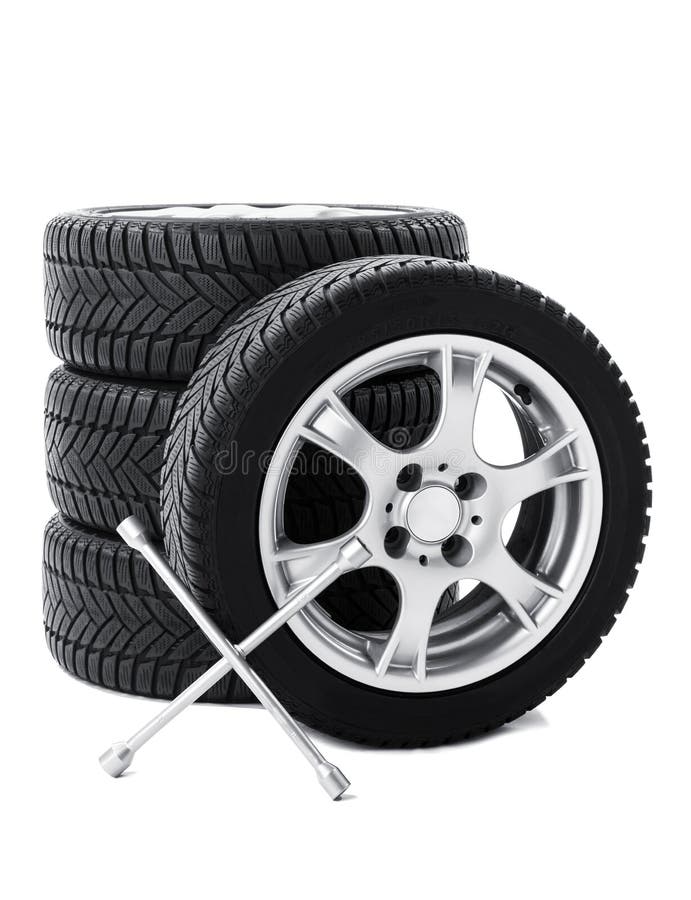 Stack of Tires and Wheel Nut Wrench Stock Photo Image of tool, rubber
