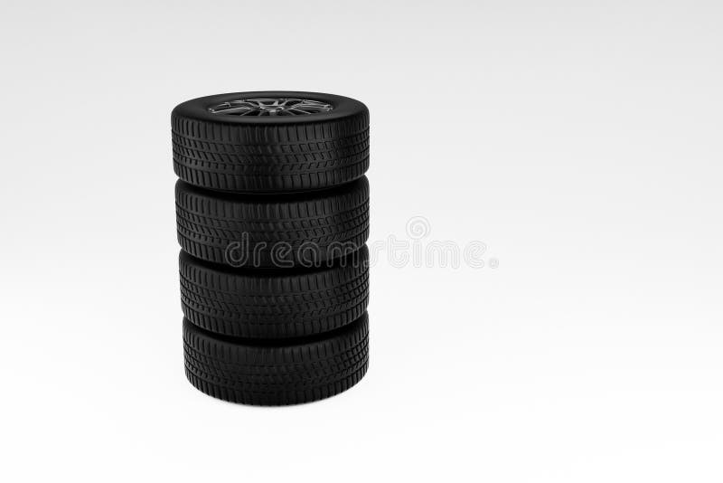 Stack of tires on white background. Stack vehicle illustrations