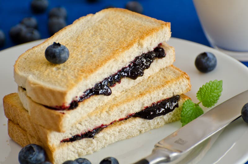 Stack of Toasted Bread with Blueberry Jam Stock Photo Image of food, sweet 22996112