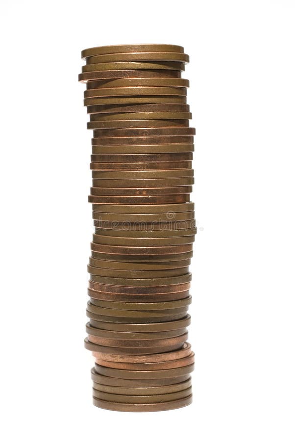 Stack of two pence coins