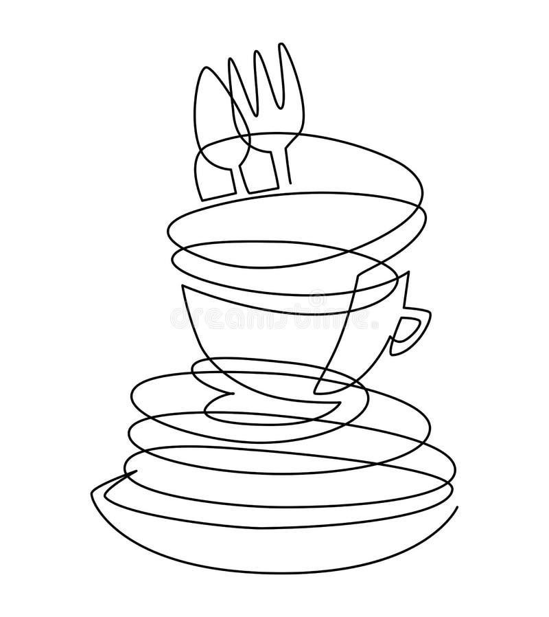 Stack of Unwashed Dishes. Still Life on the Kitchen Table. Continuous