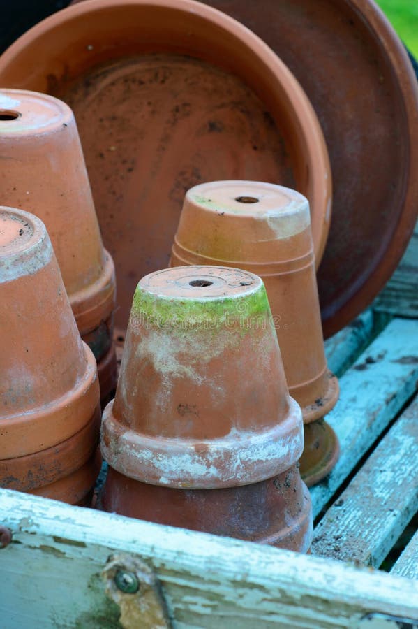 Stack of Used Terracotta Flower Pots Stock Photo Image of outdoor, worn 45119556