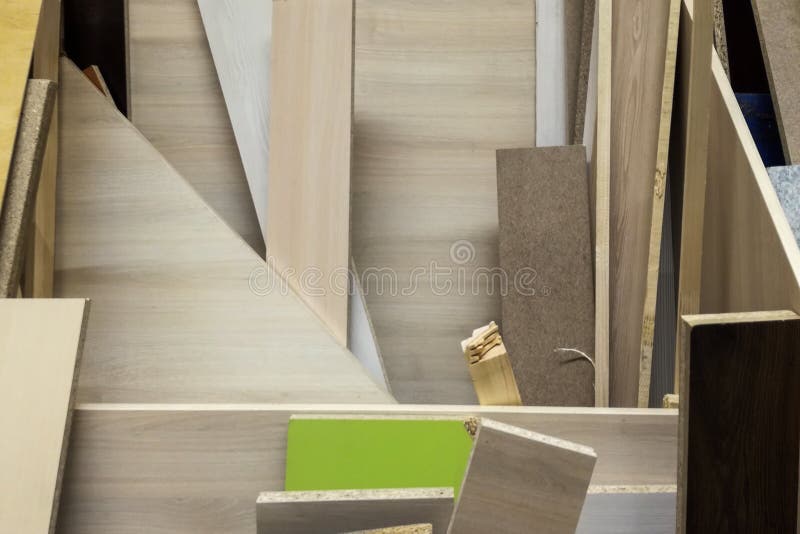 Stack of Various Construction Supplies Samples. Insulation Foams and