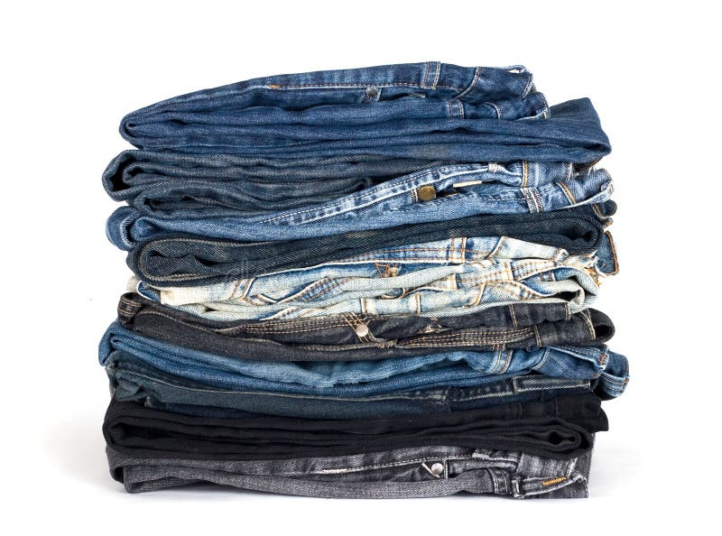 Stack of various jeans stock image. Image of stack, heap - 18755141