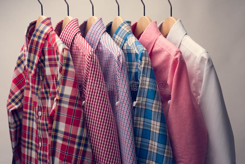 Stack of Various Plaid Men`s Shirts Stock Image - Image of napkin ...