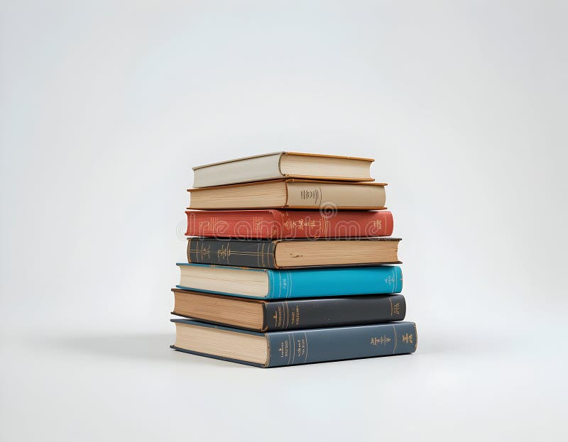Stack of Vintage Books Arranged on White Background royalty free illustration