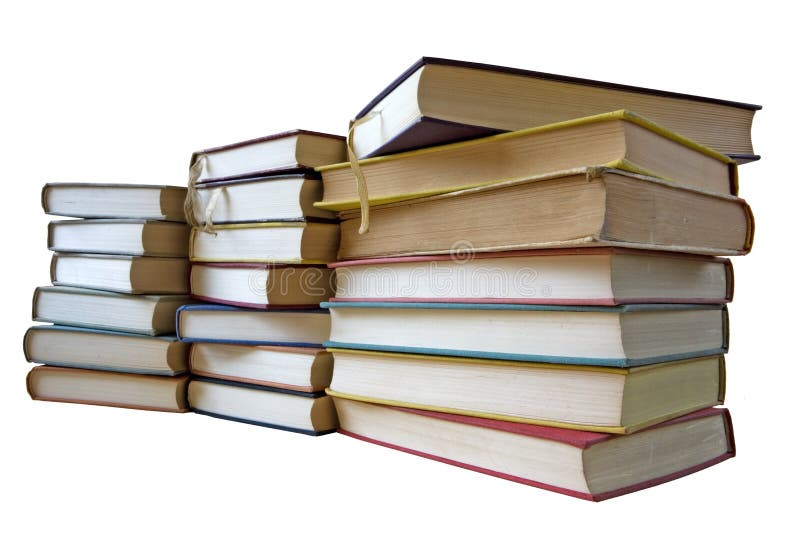 Stack of vintage books, isolated