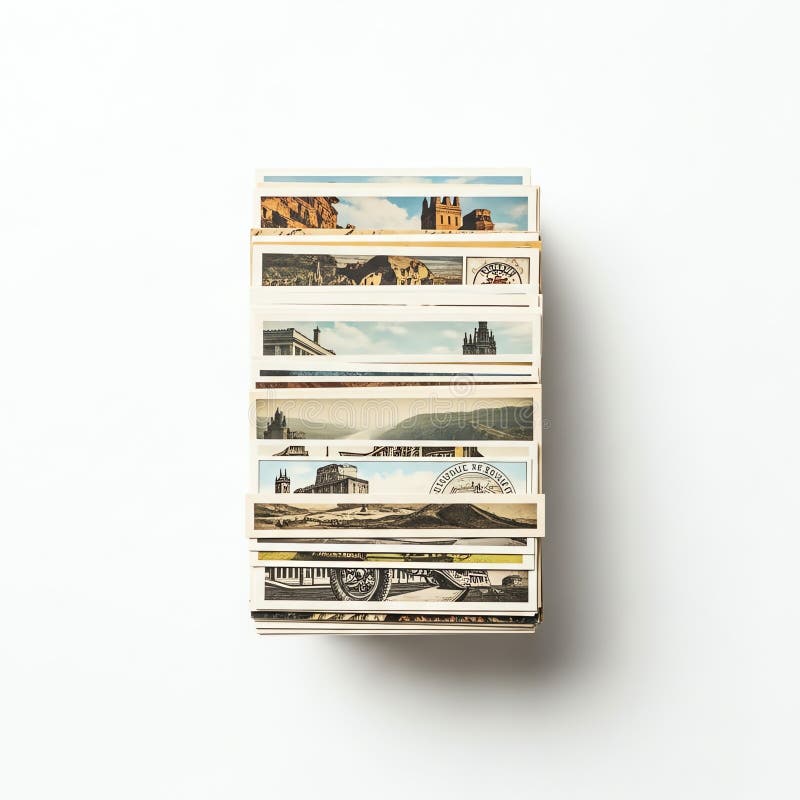Stack of Vintage Postcards with Architectural and Landscape Views royalty free illustration