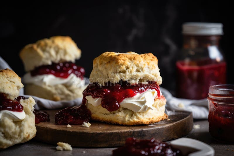 scones with jam and cream clipart flower