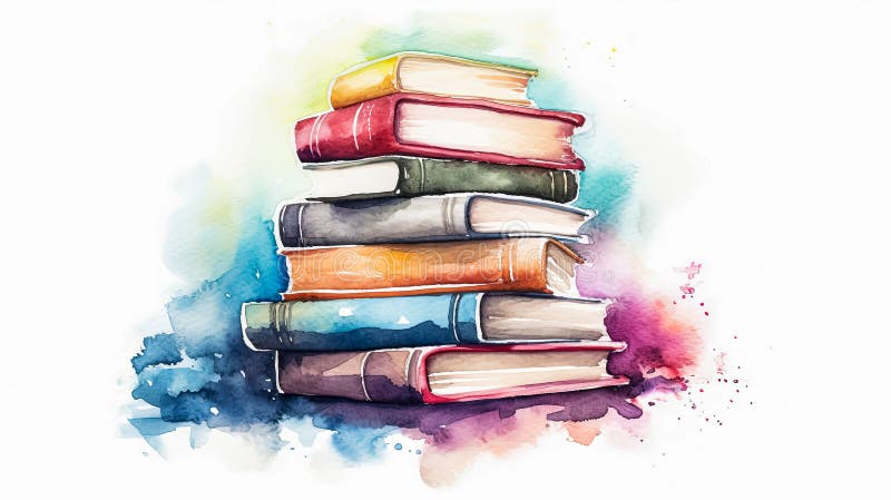 A stack of watercolor books with Back to School text. stock photography