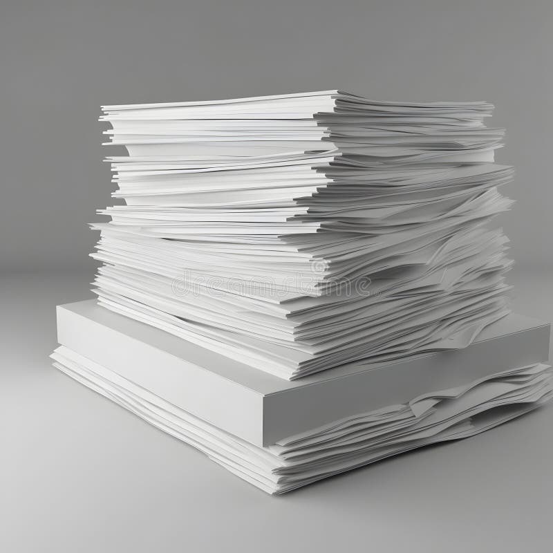 A Stack of White Printer Paper on a Desk Hyper-realistic Created