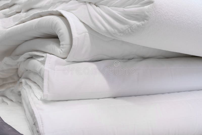 Stack of White Mattresses in Room. Close Up Stock Image Image of