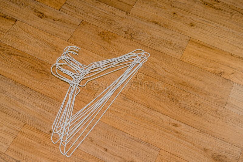 Stack of White Wire Clothes Hangers Stock Image Image of inside