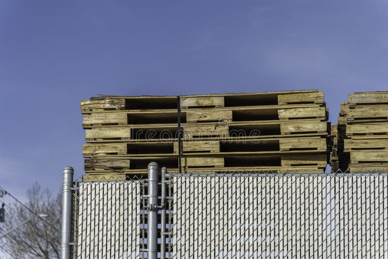 Stack of Wood Pallets Ready for Delivery To Customer Stock Image