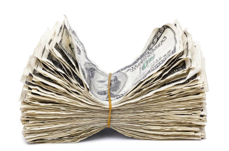 Wrinkled 100 US Bills Stack Rubber Band Stock Image Image 29768995