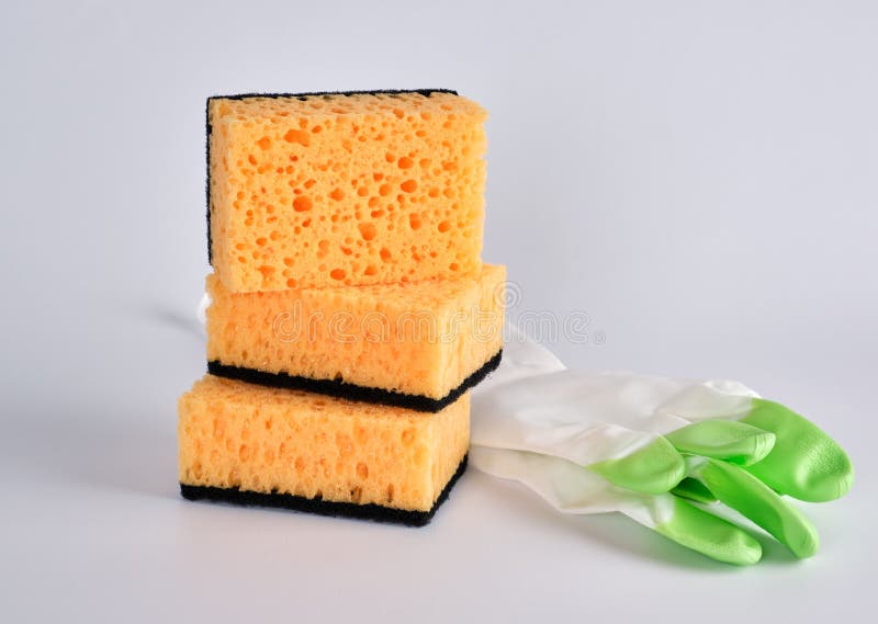 Stack of Yellow Kitchen Sponges for Washing Dishes Stock Image Image of washing, yellow 142290249