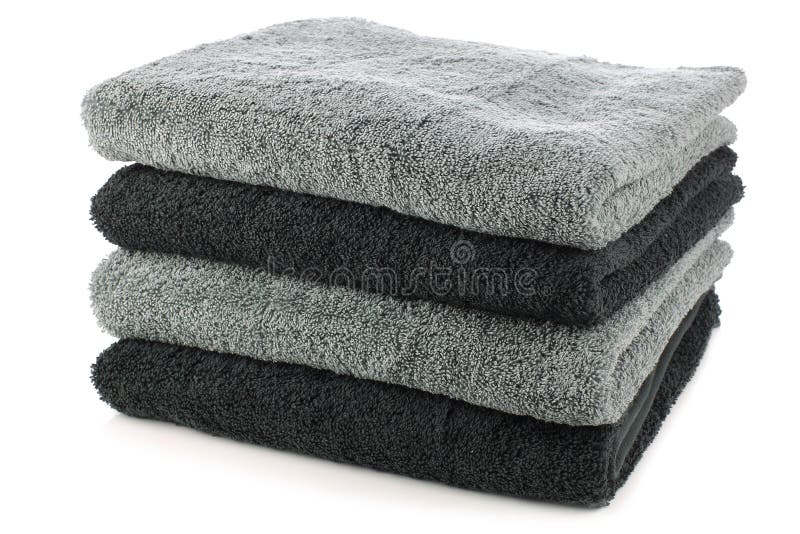 Stacked Black and Grey Bathroom Towels Stock Image Image of laundry