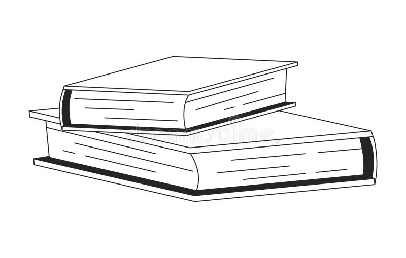Stacked books with hardcovers 2D line object stock illustration