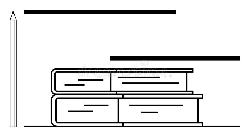 Stacked Books with Pencil and Horizontal Lines Representing Learning and Organization vector illustration