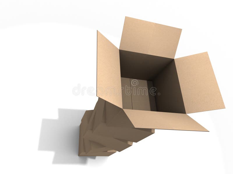 Stacked cardboard boxes over white. Pile boxes illustrations