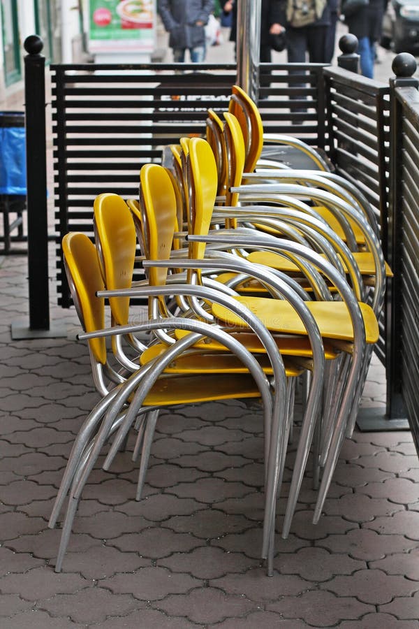 Aluminum stacked chairs stock photo. Image of aluminum 35540240