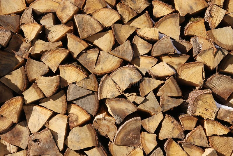 Stacked Chopped Beech Tree Firewood Background Texture Stock Photo