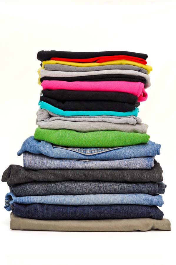 Stacked clothes stock photo. Image of stacked, denim 14235606