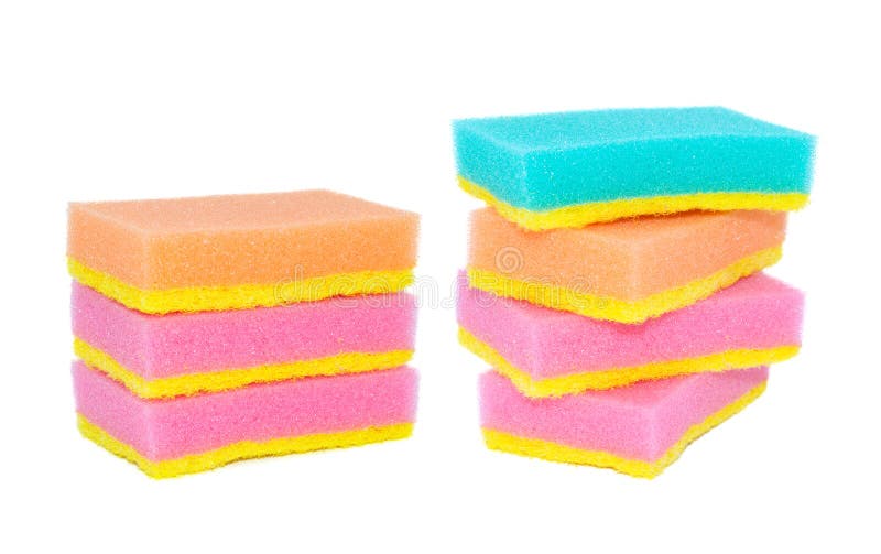 Stacked Colored Sponges Isolated on Stock Photo Image of isolated