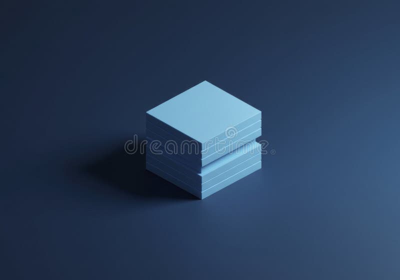 Stacked Cubes on Blue Background Geometric Design royalty free illustration