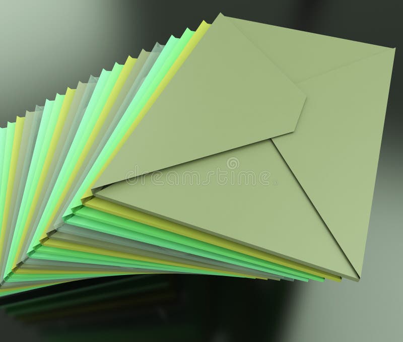 Stacked Envelopes Shows Email Symbol Contacting Sending Stock