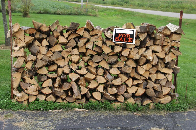 Stacked Face Cord of Split Firewood stock images