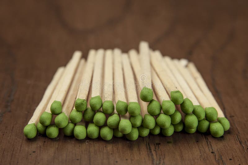 Stacked Green Tipped Matches. Stock Image Image of small, stick 65631687