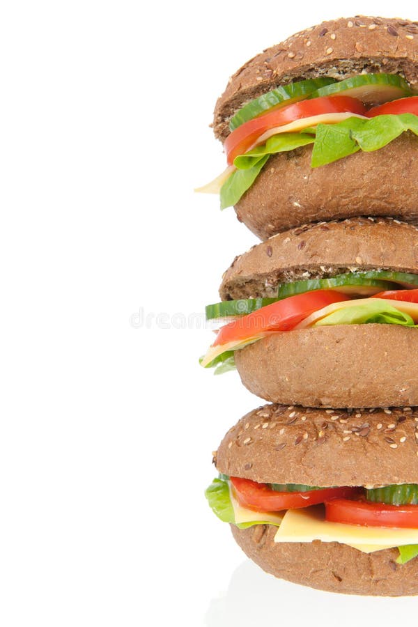 Stacked Healthy Brown Bread Roll with Cheese Stock Image Image of