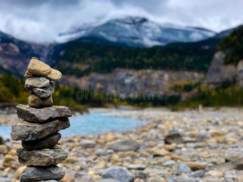 Stacked pebbles stock photo