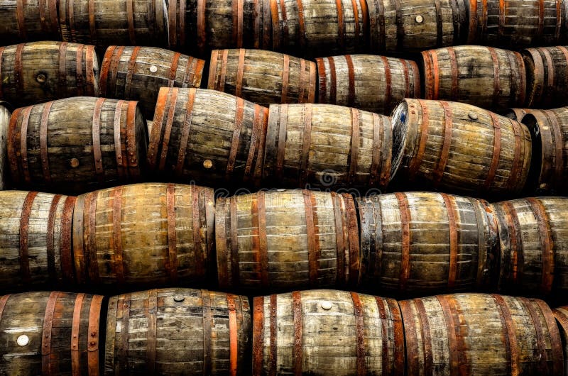 Stacked pile of old whisky and wine wooden barrels royalty free stock photos Stacked pile of old whisky and wine wooden barrels royalty free stock photos