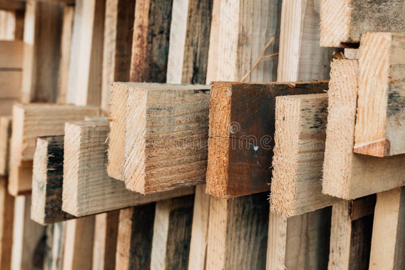 Stacked rustic wooden boards as construction material stock photos