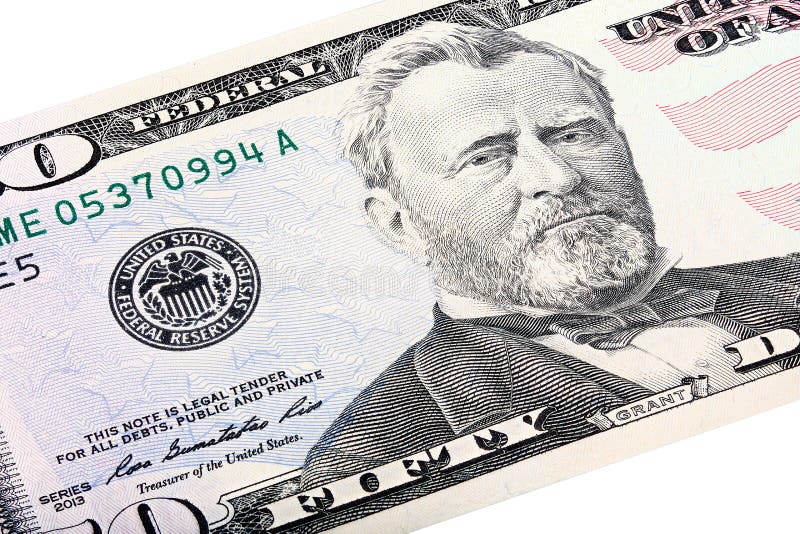 Stacked shot of a U.S. fifty 50 dollar bill, close-up of Grant end Federal Reserve System. royalty free stock images Stacked shot of a U.S. fifty 50 dollar bill, close-up of Grant end Federal Reserve System. royalty free stock images