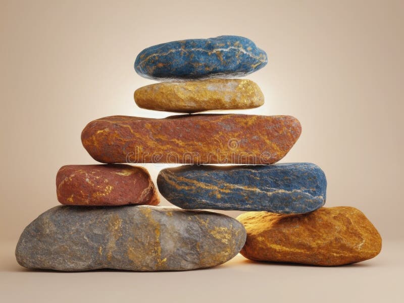 Stacked Stones with Gold and Blue Accents royalty free illustration