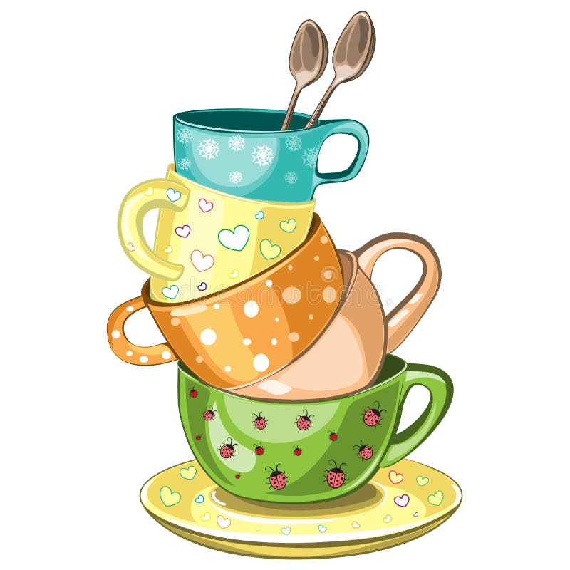 Stacked tea cups stock vector. Illustration of fancy 43029372