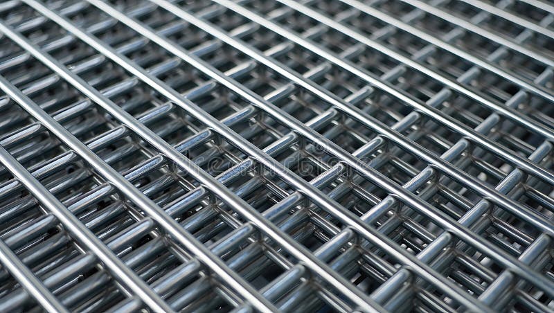Stacked Welded Wire Mesh stacked metal grid panels. Parallel wires are welded vector illustration