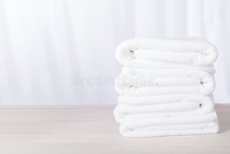 Stacked White Plush Spa Hotel Towels Stock Image Image of claret