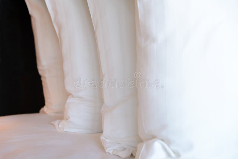 Stacking of White Pillows on Bed Stock Photo Image of white, decorative 94439452