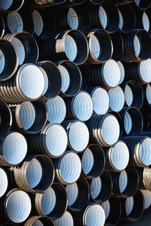 Stacks of Black Pvc Plastic Pipe Outdoors Stock Image Image of rolls