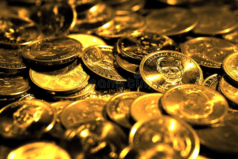 Stacks of Coins and Money Representing Wealth Success and Riches stock images Stacks of Coins and Money Representing Wealth Success and Riches stock images