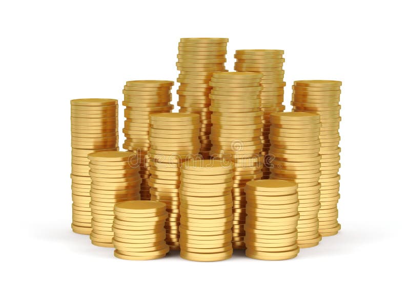 Stacks of gold coins. stock illustration. Illustration of metal - 12785948