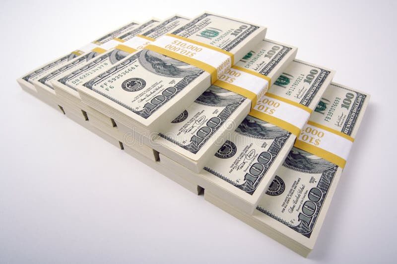 Stacks of Hundred Dollar Bills royalty free stock photo