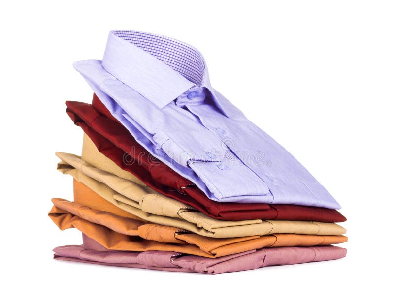 Stacks of many colored clothes royalty free stock photography