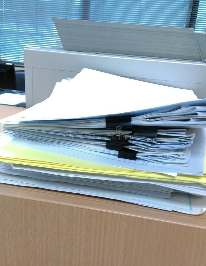 Stacks of Paperwork on in Office Editorial Photography Image